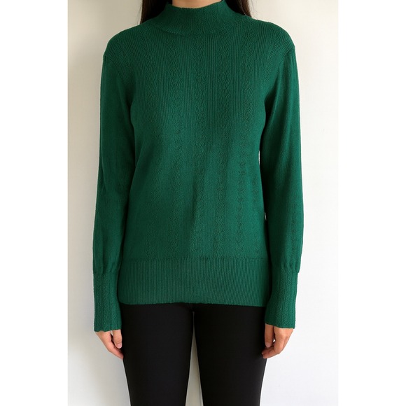 LC Lauren Conrad Womens Knit Sweater Long Sleeve Mock Neck Green Size L - Picture 1 of 6